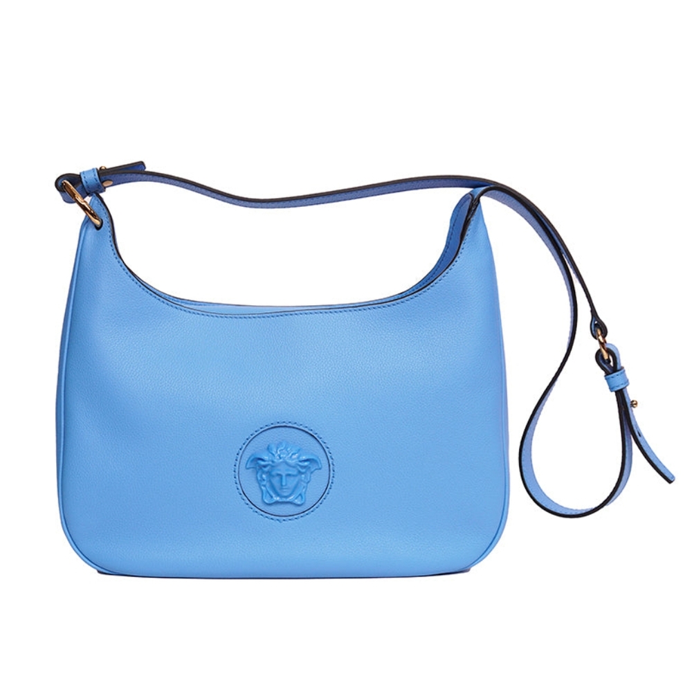 VERSACE MEDUSA HEAD CALF LEATHER BLUE MEDIUM H